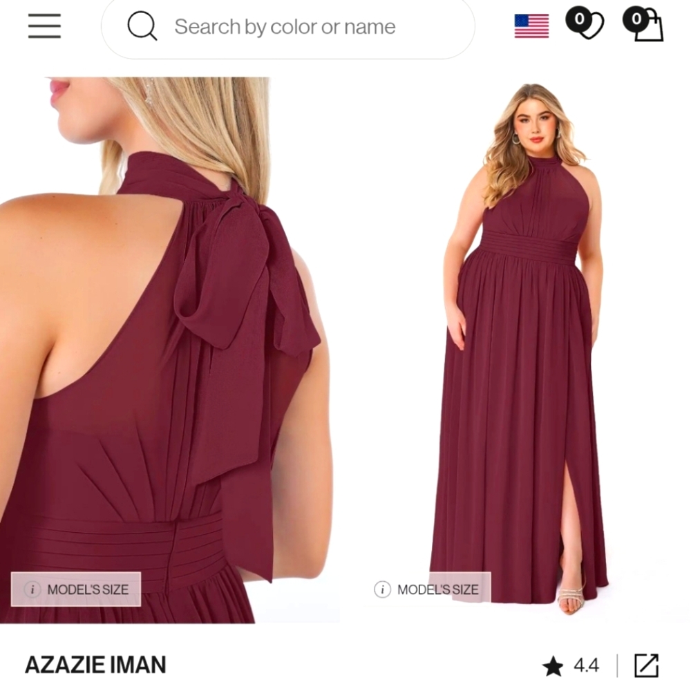 Azazie Iman Burgundy Halter Maxi Dress